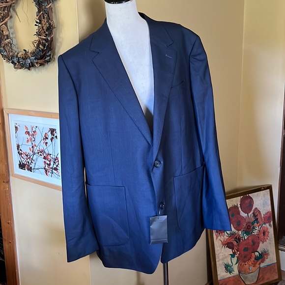 BONOBOS Size 48R Lightweight Wool Standard Fit Steele Blue Italy Made $439 NEW